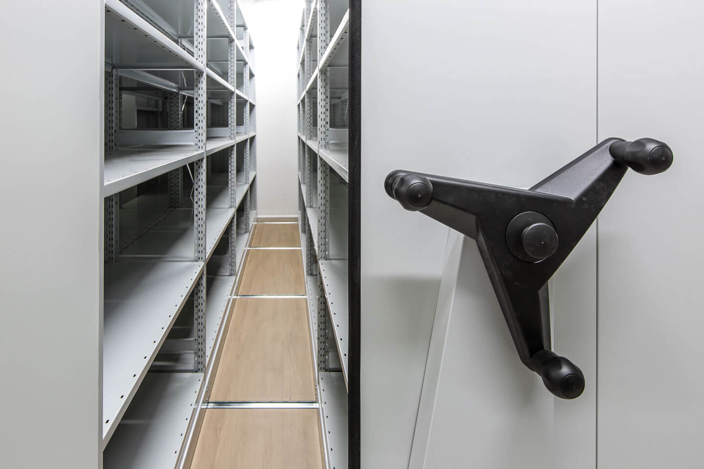 Grey mobile shelving| POLYPAL STORAGE SYSTEMS