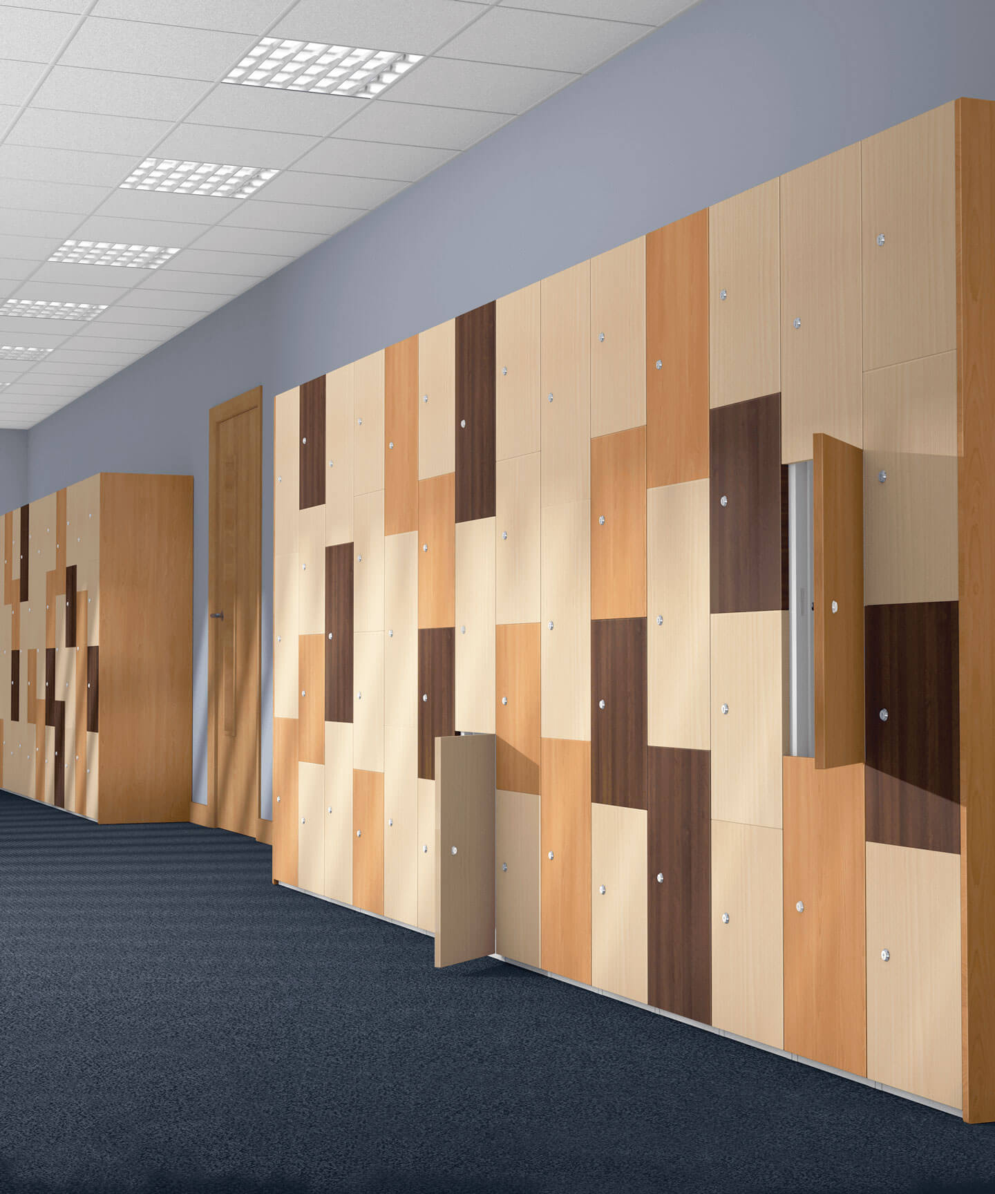Design lockers met houtdecor | POLYPAL STORAGE SYSTEMS