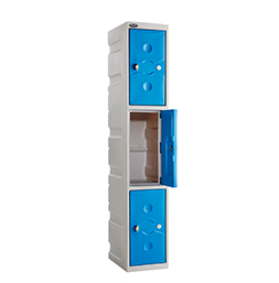 Kunststof locker met 3 deuren | POLYPAL STORAGE SYSTEMS